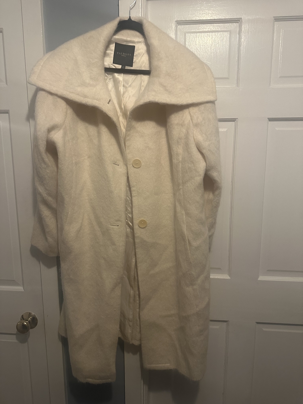 Talbots Cream-Colored Mohair-Blend Coat